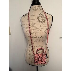 Forever 21 Micro Mini Top Handle Crossbody Bag Pink Snake Print